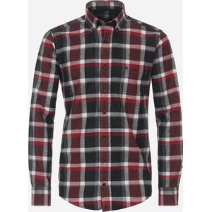 CASA MODA Sport casual fit overhemd - flanel - rood geruit - Strijkvriendelijk - Boordmaat: 39/40