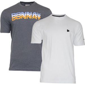 2-Pack Donnay T-shirts (599009/599008) - Heren - Charcoal marl/White - maat L