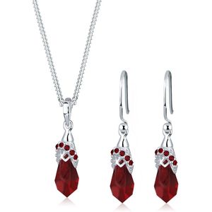 Elli Dames Sieraden Set Dames Druppels met Witte Kristallen in 925 Sterling Zilver