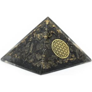 Orgonite Piramide van Pyriet met Flower of Life (70 mm)