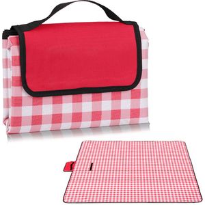 Picknickkleed - waterdicht - 200x200 cm - rood wit - geruit