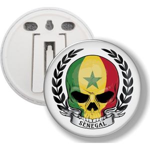 Button Met Clip - Schedel Vlag Senegal