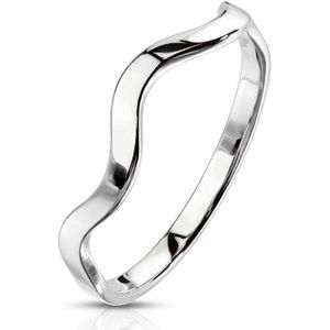 Ring Dames - Ringen Dames - Ringen Vrouwen - Dames Ring - Zilverkleurig - Zilveren Kleur - Ring - Golfbeweging - Wave
