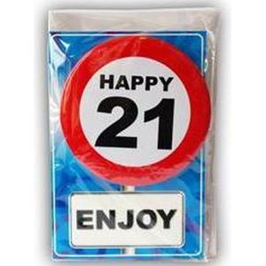 Happy age card 21 jaar (Verjaardagskaart met leeftijd button)