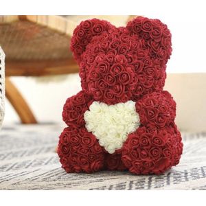 Bordeaux rood Rozen Teddy Beer XL - met gift box - 40cm - Rose bear - Valentijn cadeautje vrouw - moeder moederdag cadeautje- ik hou van jou - liefdes cadeau - Mama liefde - Love
