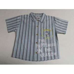Overhemd - Jongens - Blauw / bruin - Snoopy - 12 maand 74