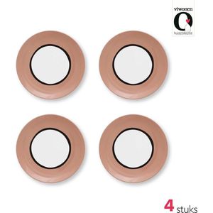 vtwonen Circles Gebaksbordjes - Borden - 18cm - Roze - Set van 4