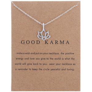 Bixorp Luck Dames Ketting met Zilveren Lotus Bloem - ""Good Karma"" - 45/50cm - Cadeau voor Vrouw - Zilverkleurig