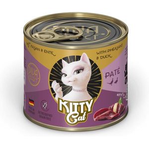 Graanvrij Kattenvoer Paté met Hoog Vleesgehalte - Fasan & Eend, Natvoer voor Sensitieve katten met Taurine, Zalmolie en Groenlipmossel, 6 x 200 g