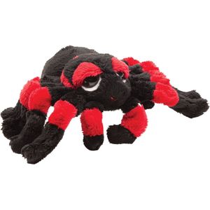 Suki gifts Pluche knuffel spin - tarantula - zwart/rood - 22 cm - speelgoed