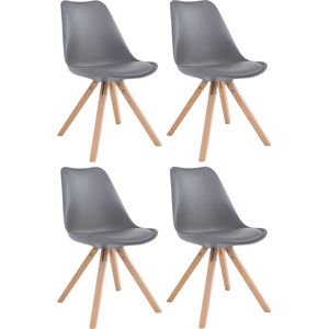 Eetkamerstoelen modern - Grijs - Zithoogte 48cm - Kuipstoel - Woonkamerstoelen - Bezoekersstoel - Keukenstoelen - Set van 4