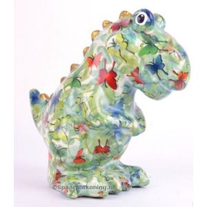 Pomme pidou spaarpot t-rex tito M groen met vlindertjes