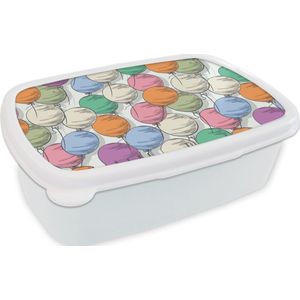 Broodtrommel Wit - Lunchbox - Brooddoos - Ballonnen - Patroon - Feest - 18x12x6 cm - Volwassenen
