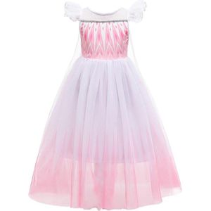 Prinses - Roze Elsa jurk - Frozen - Prinsessenjurk - Verkleedkleding - Roze - 134/140 (8/9 jaar)