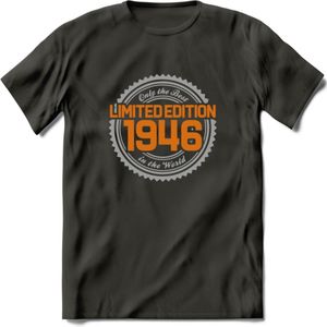 1946 Limited Edition Ring T-Shirt | Zilver - Goud | Grappig Verjaardag en Feest Cadeau Shirt | Dames - Heren - Unisex | Tshirt Kleding Kado | - Donker Grijs - 3XL