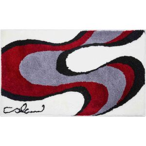 Ultrazachte en absorberende badmat voor badkamer, Antislip, 70x120 cm, Wit en Rood