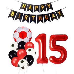 Cijfer Ballon 15 | Snoes Champions Voetbal Plus - Ballonnen Pakket | Rood en Zwart