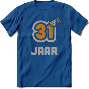31 Jaar Feest T-Shirt | Goud - Zilver | Grappig Verjaardag Cadeau Shirt | Dames - Heren - Unisex | Tshirt Kleding Kado | - Donker Blauw - XL