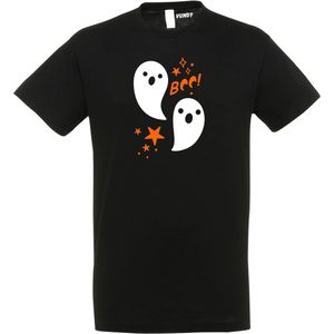 T-shirt kinderen Halloween Boo Spookjes | Halloween kostuum kind dames heren | verkleedkleren meisje jongen | Zwart | maat 164