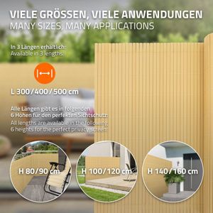 Privacyscherm mat 100x400 cm privacy hek windscherm balkonscherm PVC bamboe UV-bestendig