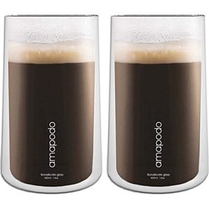 Dubbelwandige latte macchiato-glazen, koffieglas, theeglazen - mokkakopjes , Koffiekopjes , espressokopjes - kopjes - Cappuccino kopjes 2 x 400 ml