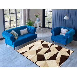 Aledin Carpets Tunis - Laagpolig - Vloerkleed 160x230 cm - Bruin/Beige/Creme - Tapijten woonkamer - Modern