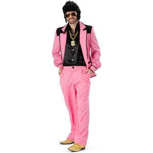 Funny Fashion - Dans & Entertainment Kostuum - Las Vegas Chapel Elvis - Man - Roze - Maat 48-50 - Carnavalskleding - Verkleedkleding
