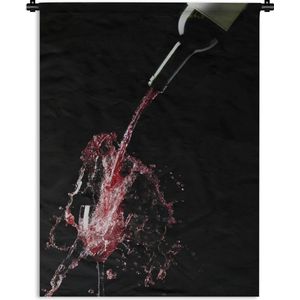 Wandkleed Rode wijn - Rode wijn spatten in glas Wandkleed katoen 150x200 cm - Wandtapijt met foto