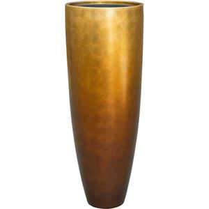 Maxim vaas honing goud 90cm hoog | Luxe hoge XL vazen metallic gouden bronzen kleur | Grote bloempot plantenbak