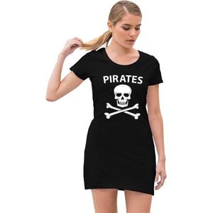 Piraten verkleed jurkje met doodshoofd zwart voor dames - pirates 42