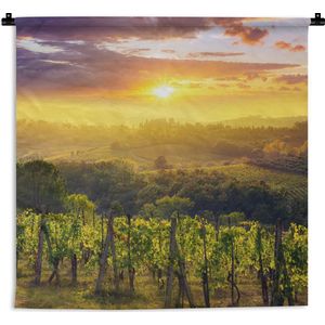 Wandkleed Toscaanse landschappen - Druivenbomen op het platteland van het Italiaanse Toscane Wandkleed katoen 150x150 cm - Wandtapijt met foto