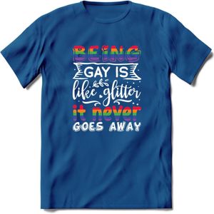 Gay Glitter | Pride T-Shirt | Grappig LHBTIQ+ / LGBTQ / Gay / Homo / Lesbi Cadeau Shirt | Dames - Heren - Unisex | Tshirt Kleding Kado | - Donker Blauw - M