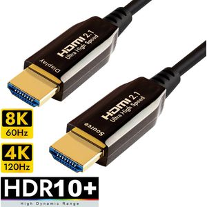 Qnected® Actieve HDMI 2.1 kabel 50 meter - 4K@120Hz, 4K@144Hz, 8K@60Hz - HDR10+, Dolby Vision - eARC - Ultra High Speed - 48 Gbps | Geschikt voor PlayStation 5 - Xbox Series X & S - TV - Monitor - PC - Laptop - Beamer