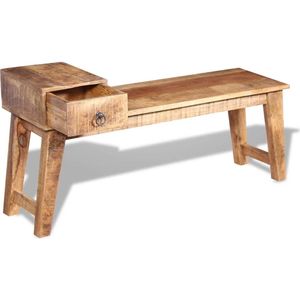 The Living Store Houten Bank - Halbank - 120 x 36 x 60 cm - Massief mangohout