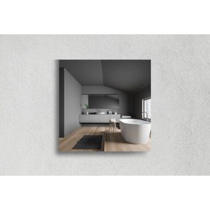 Vierkante Spiegel - Badkamerspiegel - Verzilverd - 50 X 50 cm - Dikte: 4 mm - In Nederland Geproduceerd - Incl. Spiegelmontageset - Top Kwaliteit Wandspiegel Zonder Lijst