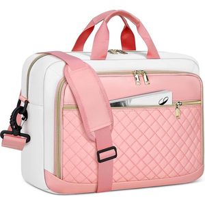 Laptoptas 17,3 inch aktetas dames computertas laptop tas business notebook tas waterdichte laptop schoudertas voor bedrijf - Roze