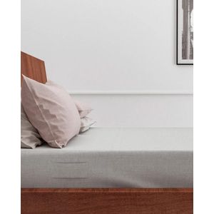 Elegante Linnen Look Katoen Hoeslaken Grijs | 160x200 | Ademend En Ventilerend | Fijn Geweven