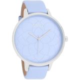 OOZOO Timepieces - Zilverkleurige horloge met lila leren band - C10103
