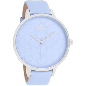 OOZOO Timepieces - Zilverkleurige horloge met lila leren band - C10103