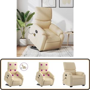 vidaXL Sta-op-massagestoel - Elektrisch - Crèmekleurig Elektrische Stoel - Massagerstoel - Loungestoel - Relaxfauteuil - Sta Op Stoel