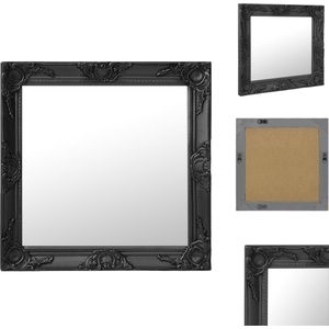 vidaXL Wandspiegel Barok - Vierkant 60 x 60 cm - Zwart - Spiegel