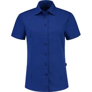 L&S Shirt poplin mix met korte mouwen voor dames royal blue - S