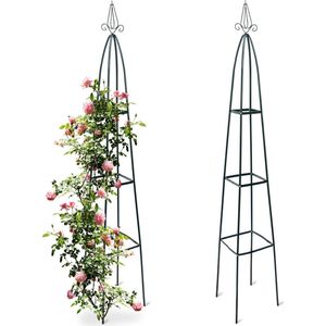 Relaxdays 2 x obelisk rankhulp – metaal - 2 meter – ranken – rozenboog - klimplanten