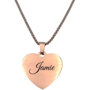 Ketting - Hart - Met Naam - Jamie - Rosegoud