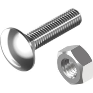RVS slotbout met moer M8x45 mm per set van 4