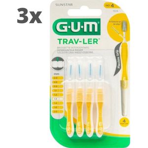 GUM Travler ragers Geel 1.3mm - 3 x 4 stuks - Voordeelverpakking