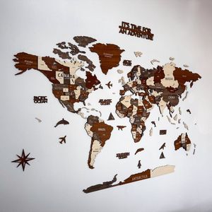 Colorfullworld - Wereldkaart - 3D Houten Wereldkaart - Wanddecoratie - Wereldkaart - Houten Wandbord - Kantoor Accessoires - Cadeau - Verjaardag Cadeau - Housewarming Cadeau - Cadeau voor man - Cadeau voor vrouw - Large - 150x80 CM