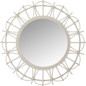 J-line spiegel Rond - bamboe/jute - lichtgrijs