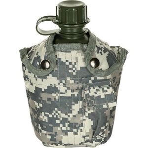 MFH US Army kunststof veldfles, 1 liter, hoes, AT Digital-camouflage, BPA-vrij