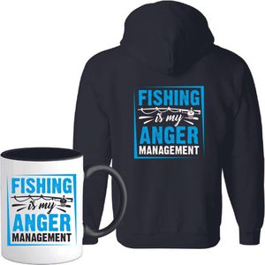 T-Shirtknaller Vest met koffiemok | Fishing is my anger managment - Vis / Vissen / Vishengel Kleding | Heren / Dames Vest Cadeau | Kleur zwart | Maat S